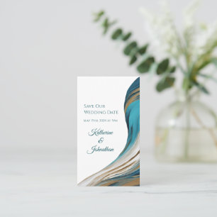 Wedding Save our Date- Modern Blue and Gold- Business Card