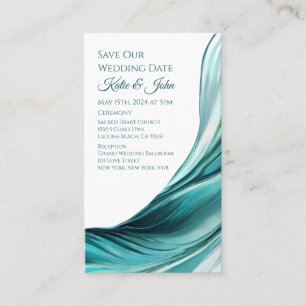 Wedding Save our Date- Modern Emerald Green- Business Card