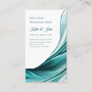 Wedding Save our Date- Modern Emerald Green- Business Card