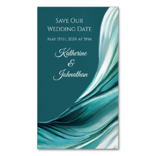 Wedding Save our Date- Modern Emerald Green- Business Card Magnet