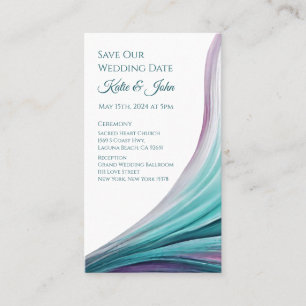 Wedding Save our Date- Modern-Purple and Teal- Business Card