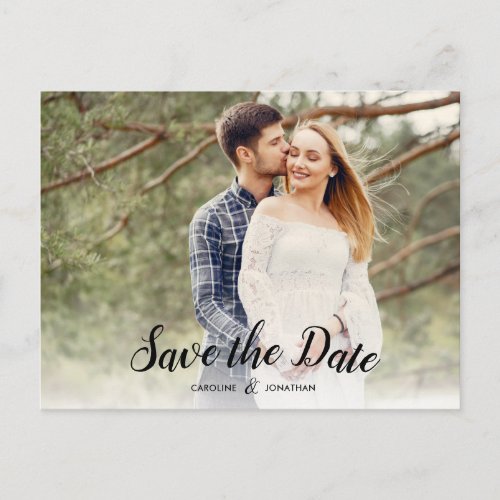 Wedding Save the Date 1 Large Photo Calligraphy Postcard