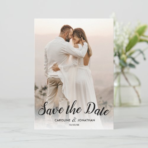 Wedding Save the Date 2 Photos Pretty Script Font