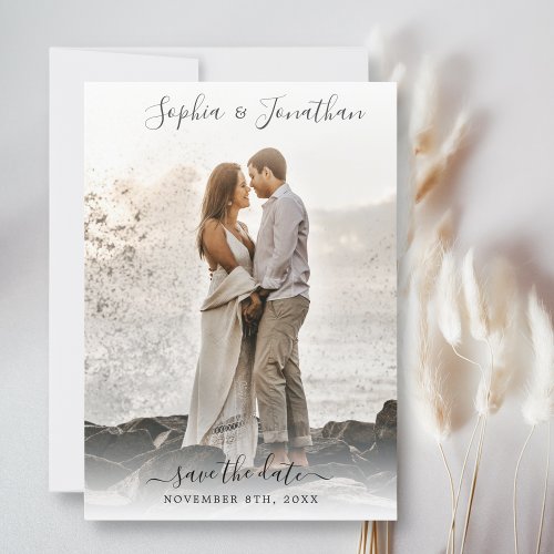 Wedding Save the Date 2 Photos Pretty Script Font Invitation