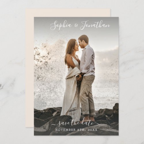 Wedding Save the Date 2 Photos Pretty Script Font Invitation