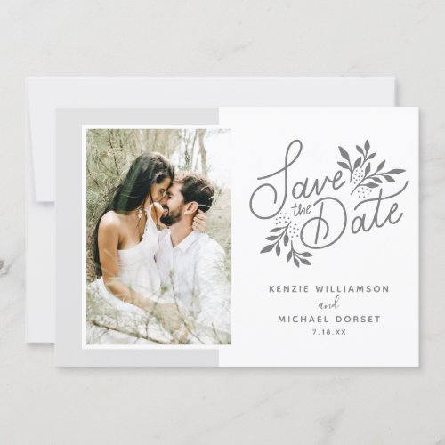 Wedding Save the Date 2 Photos Script Botanicals