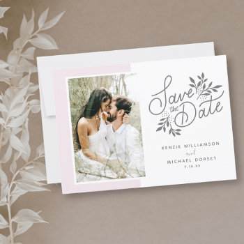 Wedding Save The Date 2 Photos Script Botanicals by colorfulgalshop at Zazzle