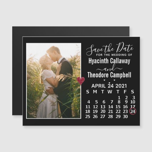 Wedding Save the Date April 2021 Calendar Photo Magnetic Invitation