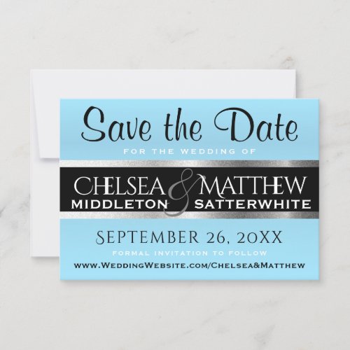 Wedding Save the Date Baby Blue and Silver