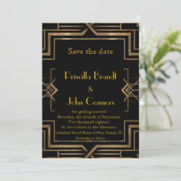 Wedding, Save the Date, black & gold, great-Gatsby Invitation | Zazzle