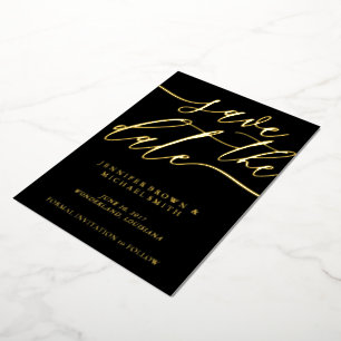 Wedding Save the Date black script Foil Invitation