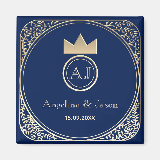 Wedding Save The Date Blue and Gold Zazzle