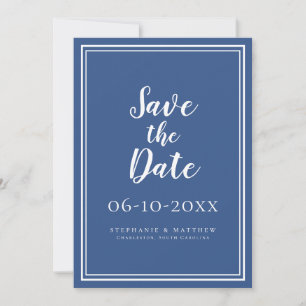 Wedding Save The Date Blue Simple Modern Script