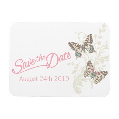 Wedding save the date butterflies magnet