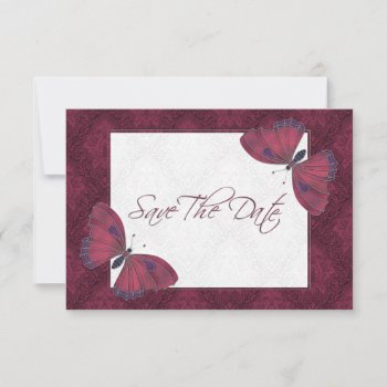 Wedding Save The Date Butterfly Brocade Red by dbvisualarts at Zazzle