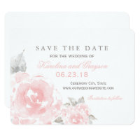 Wedding Save the Date Card | Pink Watercolor Roses
