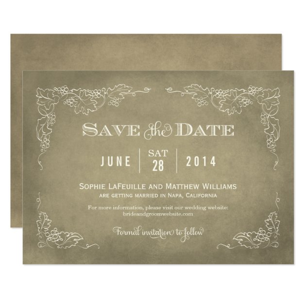 Wedding Save The Date Card | Vintage Wine