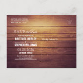 Wedding Save The Date Champagne Glasses Wood Light Announcement Postcard (Back)