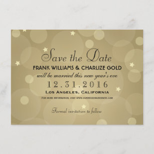 New Years Eve Wedding Save The Date Cards Zazzle Wedding Save The Date Champagne Gold