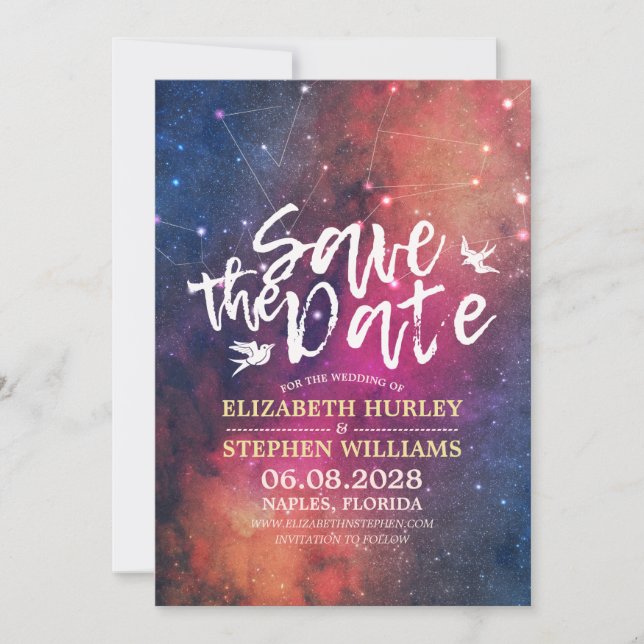 Wedding Save The Date Chic Star Sky Constellations (Front)