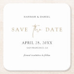 Wedding Save the Date Coaster with Modern Script<br><div class="desc">This simply chic and unique wedding save the date coaster features 'Save the Date' conveyed with a striking blend of two distinct fonts, with 'the' in a light, flowing script between the rest of the message, which is in upper case with a bold, crisp formal look. This save the date...</div>