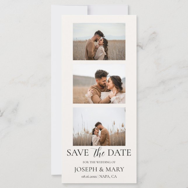 Wedding Save The Date Customizable Photo Ivory (Back)