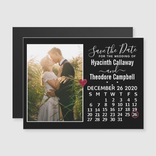 Wedding Save the Date December 2020 Calendar Photo Magnetic Invitation