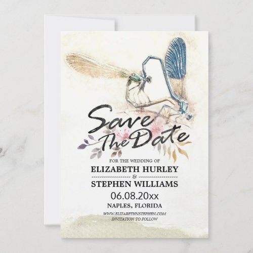 Wedding Save The Date Dragonfly Mating Love Heart