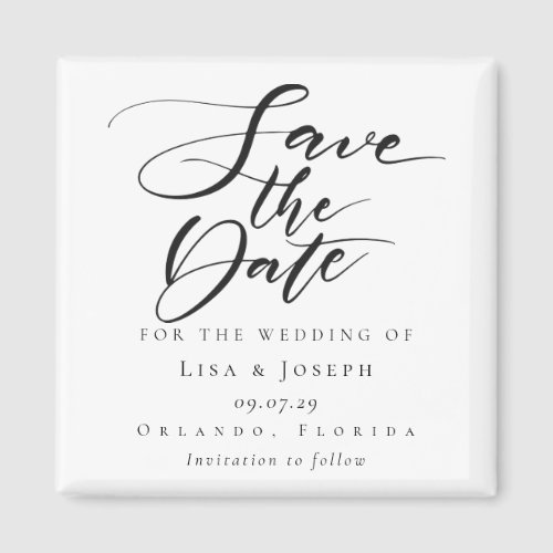 Wedding Save the Date Elegant Black and White  Magnet