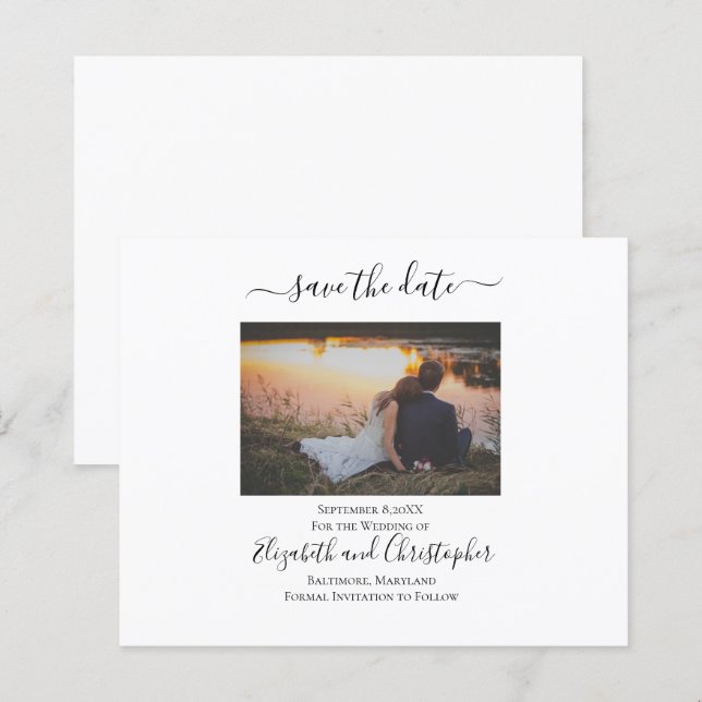 Wedding Save The Date Elegant Formal Photo Card (Front/Back)