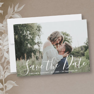 Wedding Save the Date Elegant Silver & White