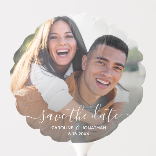 Wedding Save the Date Engagement Photo Prop Script Balloon (Front)