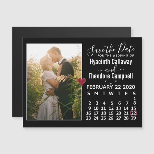 Wedding Save the Date February 2020 Calendar Photo Magnetic Invitation