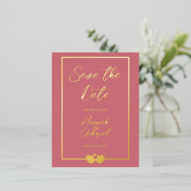 Wedding Save the Date Foil Invitation Postcard (Standing Front)