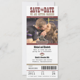 Wedding Save the Date Football Ticket