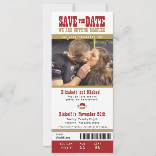 Wedding Save the Date Football Ticket