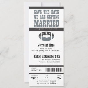 Wedding Save the Date Football Ticket