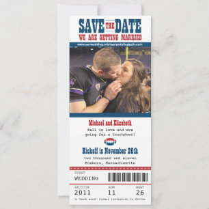 Wedding Save the Date Football Ticket