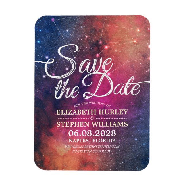 Wedding Save The Date Galaxy Nebula Constellations Magnet (Vertical)