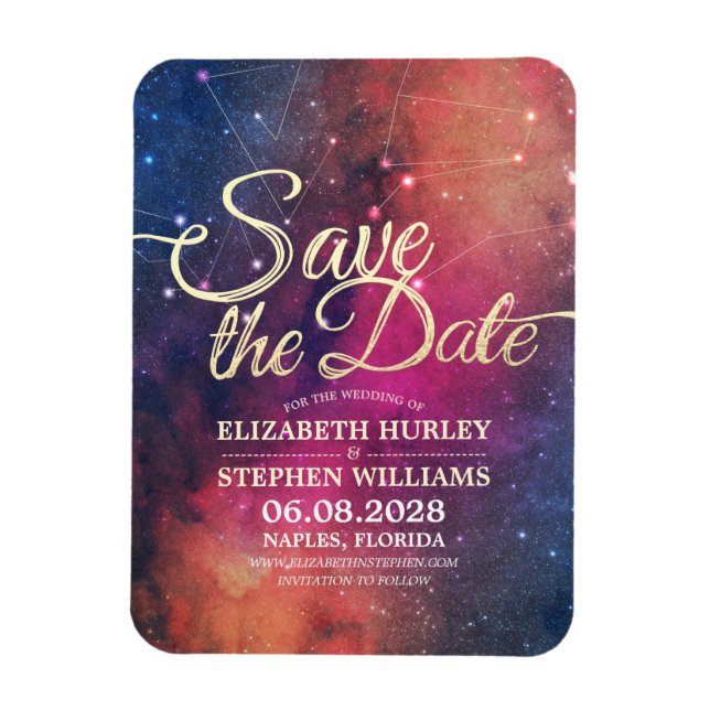 Wedding Save The Date Galaxy Nebula Constellations Magnet (Vertical)