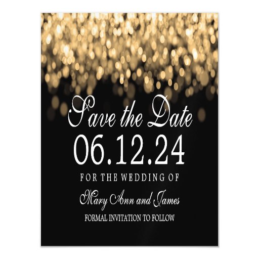 Wedding Save The Date Gold Lights Magnetic Invitations | Zazzle