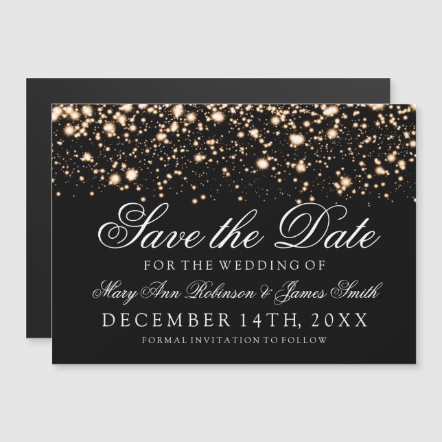Wedding Save The Date Gold Midnight Glam Magnetic Invitation (Front/Back)
