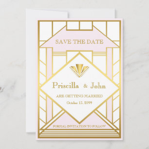 Wedding Save the Date,Great Gatsby,white gold pink Save The Date