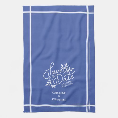 Wedding Save the Date Hand Drawn Botanical Floral Kitchen Towel