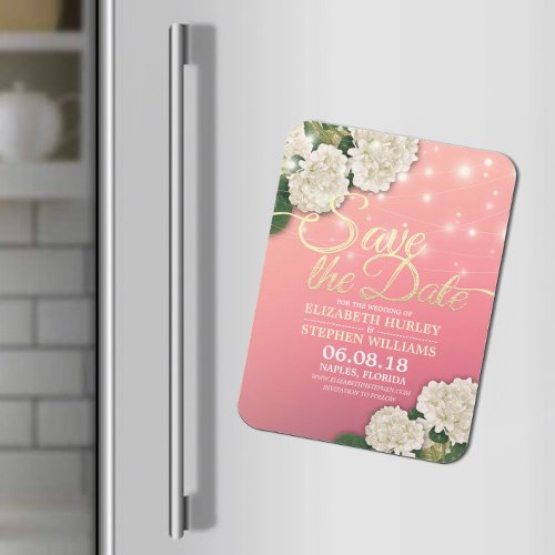 Wedding Save The Date Hydrangea Flowers Light Pink Magnet