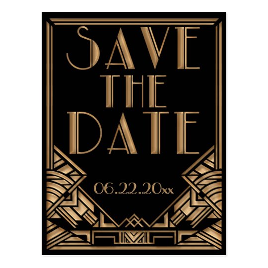 Wedding Save the Date in an Art Deco Gatsby Style Postcard Zazzle