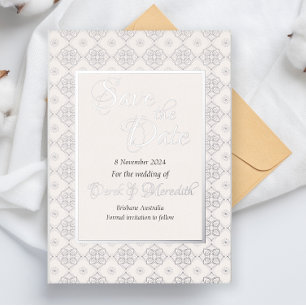 Wedding Save the Date Invitation with silver foil