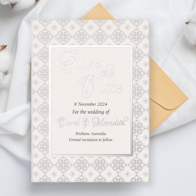 Wedding Save the Date Invitation with silver foil Foil Invitation (Creator Uploaded)