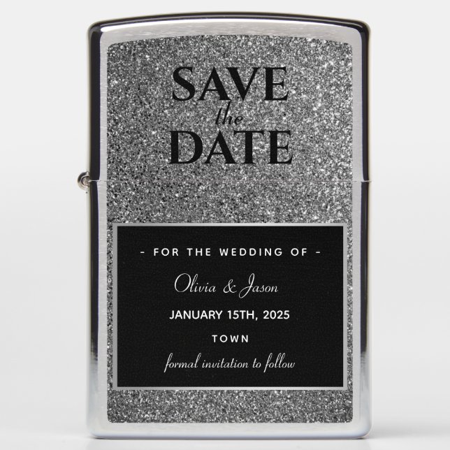 Wedding Save The Date Invitation Zippo Lighter (Front)