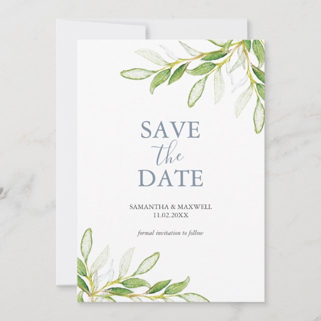 Wedding Save The Date Invitations Botanical (Front)